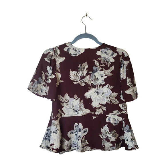 UO Kimchi Blue Deep Red Floral Babydoll Blouse - Picture 2 of 7